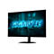 Gigabyte Gaming-Monitor mit leuchtend blauem Logo auf dem Display vor weißem Hintergrund.