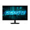Gigabyte Gaming-Monitor mit blauem, leuchtendem Logo vor einem dunklen Hintergrund.
