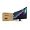Gigabyte GS32QCA Gaming-Monitor neben seiner Produktverpackung vor weißem Hintergrund.