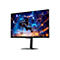Gigabyte Gaming-Monitor mit schmalem Rahmen zeigt eine futuristische Stadtlandschaft und einen springenden Charakter.
