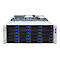 Rackmount Server mit 24 Festplatteneinschüben und blau-schwarzer Frontblende vor weißem Hintergrund.