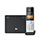 Gigaset IP-Telefon mit Basisstation und beleuchtetem Display.