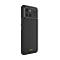 Schwarzes Gigaset GX50 Smartphone von schräg hinten mit Kamera-Modul und Ladekontakten.