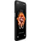 Schwarzes Smartphone in Seitenansicht mit orangefarbenem Display-Hintergrund und Zeitangabe 09:00 Uhr.