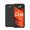 Gigaset GX50 Smartphone von vorne und hinten, Display mit Gigaset GX50 Branding und Made in Germany Logo.