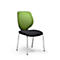 An office chair with black seat and light green back, on a white background.