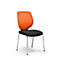 A chair with a black seat and backrest. The backrest is orange. The frame is chrome-plated.