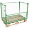 Gitteraufsatzrahmen, für Europaletten, Nutzlast bis 800 kg, Öffnungsklappe, stapelbar, L 800 x B 1200 x H 1000 mm, Stahl, maigrün RAL 6017