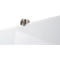 Close-up: A silver knob on a white, glossy surface, probably a door or drawer.