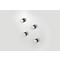 Five metallic, round objects with white surfaces and shadows, slightly offset on a white background.