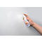 Hand spraying cleaner on grey surface. "t-cleaner" is written on the bottle.