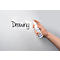 Hand sprays cleaner on board with the word 'Drawing'.
