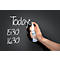 A hand holding a nail cleaner spray bottle in front of a blackboard with "Today", 15:30, and 16:30 in white writing.