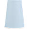 Gobelet en papier bleu clair, bord blanc.
