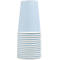 Pile de gobelets en papier bleu clair avec bord blanc.