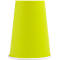 Gobelet en papier vert vif, conique, avec un bord blanc.