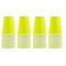 Quatre gobelets en papier vert avec des rebords blancs, empilés. La partie supérieure des gobelets est jaune-vert, le bas est blanc.