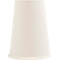 Une tasse en papier blanche et conique. La tasse a une base arrondie.