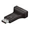 Ein schwarzer DisplayPort-auf-VGA-Adapter vor weißem Hintergrund.