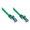 Zwei identische grüne Netzwerkkabel mit RJ45-Steckern vor weißem Hintergrund.