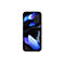 Smartphone-Ansicht von vorne. Schwarzer Rahmen, Display mit blau-lila Hintergrund.