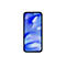 Ein Smartphone mit blauem Bildschirm vor weißem Hintergrund.