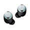 Zwei schwarz-hellblaue In-Ear-Kopfhörer mit Google-G-Logo vor weißem Hintergrund.