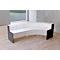 Grand comptoir d'accueil en arc Faro, avec tablette et plateaux latéraux, L 3320 x P 1800 x H 1120 mm, blanc/anthracite