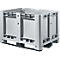 Grand conteneur, avec 3 sabots, L 1200 x l. 800 x 760 mm, construction fermée, 470 litres