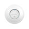 Draufsicht auf einen weiÃŸen Grandstream WLAN-Access-Point, mit Markenlogo und WIFI-Symbol.