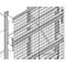 Overhead view of a wire grid shelf. It shows metal frames and grids with small square openings.