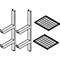 Black and white technical drawing: two support frames and two wire mesh grids.