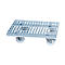Grey, rolling grid pallet, top view. Two wheels on each side.