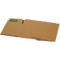 Opened brown cardboard packaging, partly provided with a green logo.