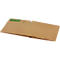An open, brown shipping envelope with a green logo. Several tabs are provided for a tight closure.
