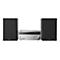 Grundig Audiosystem mit silbernem Hauptgerät und zwei schwarzen Lautsprechern vor weißem Hintergrund.