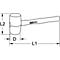 Schwarzer Gummihammer mit Maßangaben: L1, L2, D. Der Hammer hat einen Holzgriff mit 'KS TOOLS' Aufdruck.