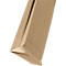 A brown paper bag, photographed diagonally from below, with a folded bottom.