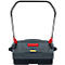 Dark gray sweeper with black handle and red accents. The product is shown in detail.