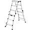 HAILO Alu-Doppel-Teleskopleiter D100, 2 x 4 - 2 x 6 Stufen, Spreizsicherung, Kunststofffüße, bis 287 cm Arbeitshöhe, bis 150 kg