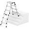 HAILO aluminium dubbele telescopische ladder D100, 2 x 4 - 2 x 6 treden, veiligheidsspreider, kunststof voeten, tot 287 cm werkhoogte, tot 150 kg