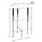 Driehoekig rek met drie glazen planken, chromen frame, afmetingen. Afmetingen: 77 cm hoog, 45 cm breed, 34 cm diep. ESG-certificering.