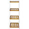 Bamboe plankenrek met vier niveaus, wit frame en lichtbruine planken.