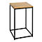 Table d'appoint en bois et métal. Plateau rectangulaire sur cadre en métal noir.