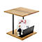 Table d'appoint carrée en bois avec cadre noir et porte-revues.