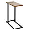 Table d'appoint avec un plateau de table rectangulaire en bois, cadre en métal noir.