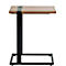 Table d'appoint avec plateau en bois et cadre en métal noir.
