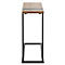 Petite table d'appoint avec plateau en bois et pieds en métal noir.