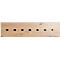 Lichte houten plank met zeven donkere, ronde knoppen.