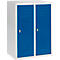 Halfhoge kledinglocker, 2 compartimenten, 300 mm, draaigrendelslot, lichtgrijs/gentiaanblauw